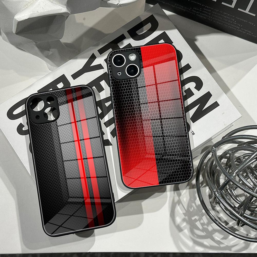 Pc Case Tempered Glass - 新しいクリエイティブなカーボンファイバーパターンの携帯電話ケース、強化ガラスシェル、iPhone 16ProMAX、14、12、17Pro Air、15、16 Plus、13 Pro用カバー