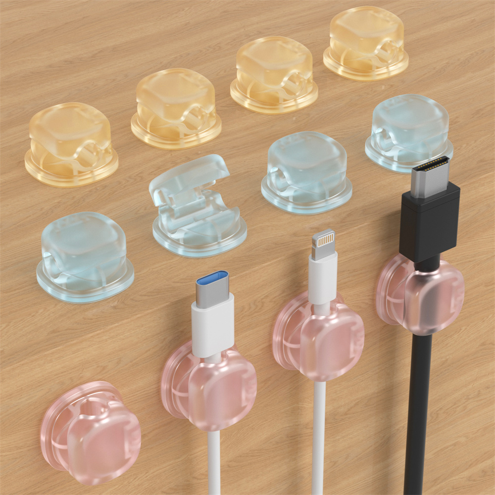 Desk Cable Organizer - 3色透明マグネット式ケーブルオーガナイザー、データケーブルホルダー、デスクトップ電話充電ケーブル、充電器クリップ、収納ツール