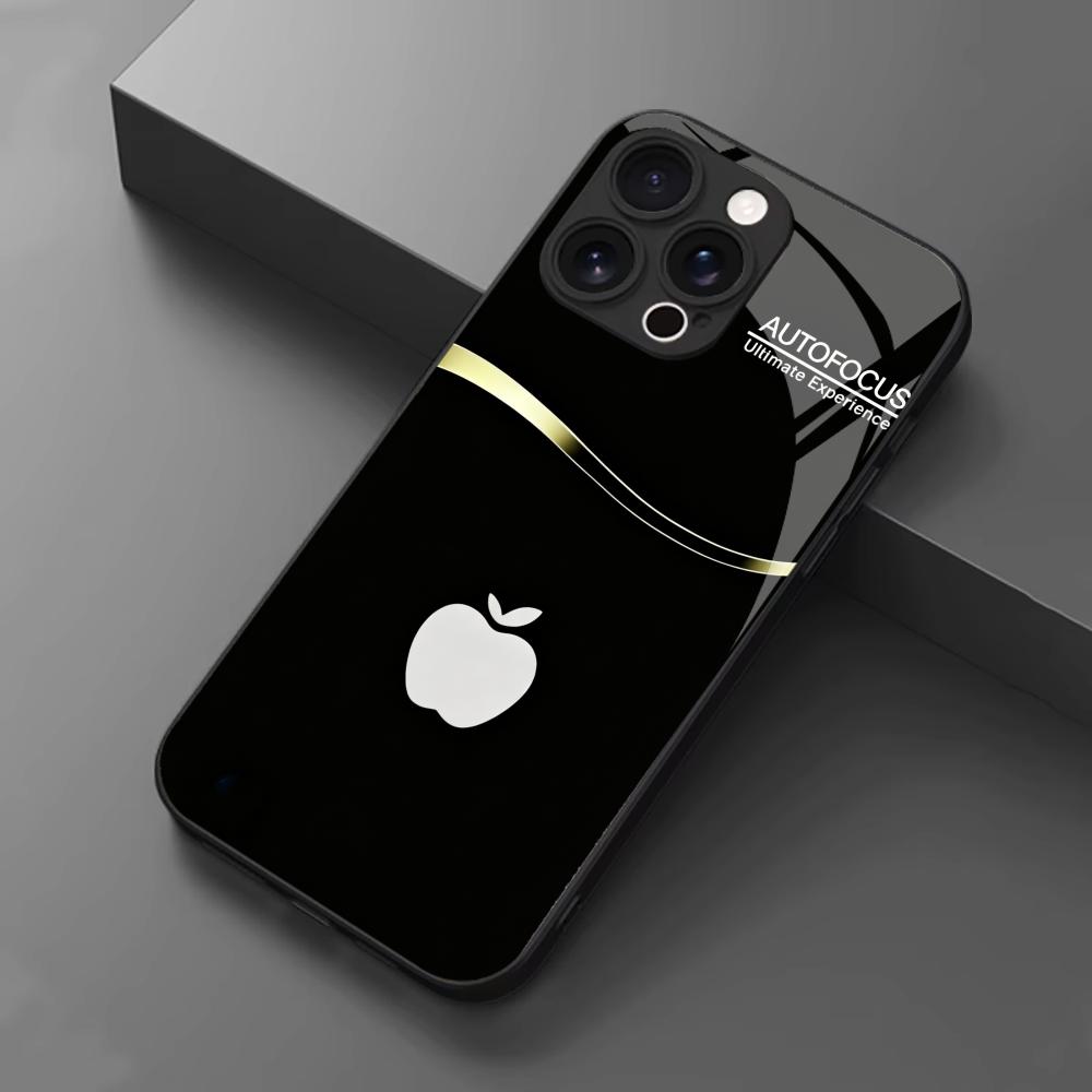 Pc Case Tempered Glass - iPhone 18、17、16、15、14、13、12、11 Pro/Max/Plusに適した黒色の強化ガラス製スマホケース、落下防止・耐衝撃バックカバー