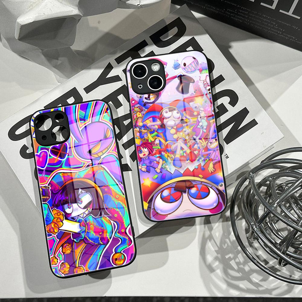 Pc Case Tempered Glass - アニメ「A-アメージング・デジタル・サーカス」スマホケース 強化ガラスシェル iPhone 16ProMAX 14 17Pro