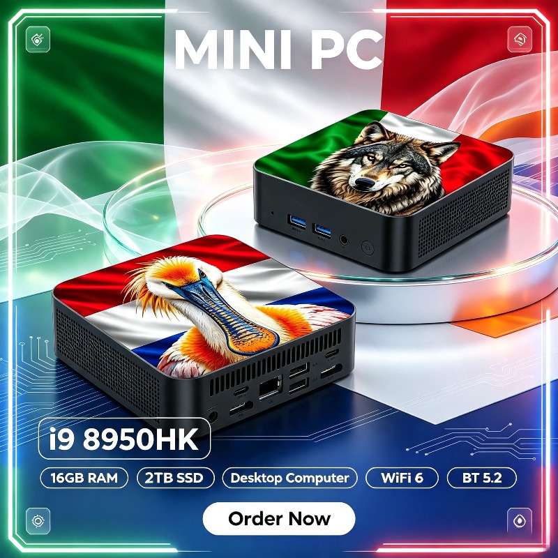 Pc Gaming I9 - 2026年インテルi9 8950HKミニPCゲーミングデスクトップ、Windows 11 Pro、16GB RAM、1TB SSD、WiFi6、BT5.2、コンパクトコンピューター。