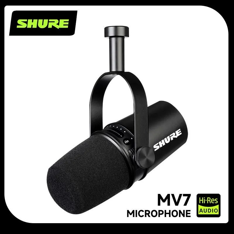 Sound Card Usb - Shure MV7 ハイブリッドUSB/XLRダイナミックマイク 屋外ライブ対応 選択可能な周波数特性 内蔵サウンドカード搭載マイク