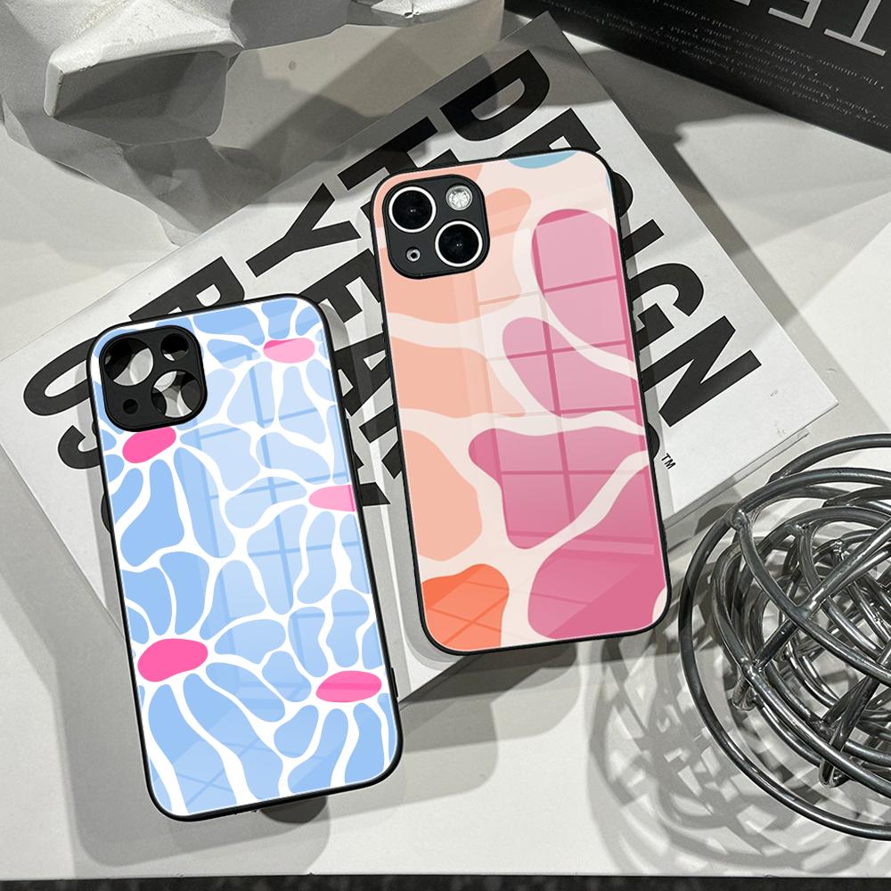 Pc Case Tempered Glass - Clmj カラフルフラワー柄 スマホケース 強化ガラスシェル iPhone 16ProMAX