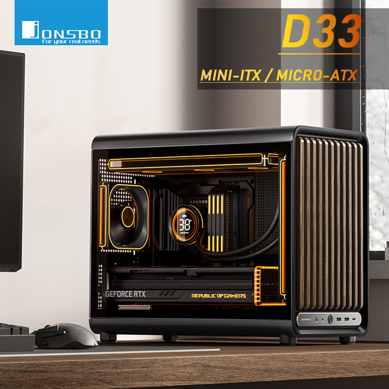 Pc Gaming Jonsbo - Jonsbo D33 MATXシャーシ ミニITXデスクトップケース STD/木目調フロントパネル 360mm水冷対応