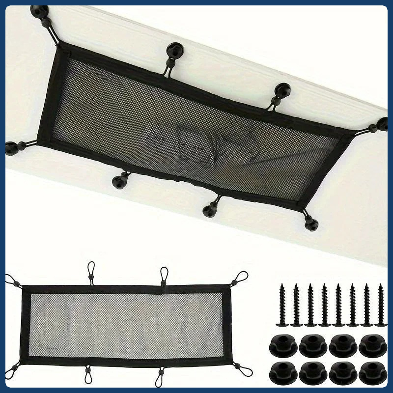 Desk Cable Organizer - デスク下ケーブル管理ネット - 8穴ソケットメッシュオーガナイザー、伸縮性のあるエッジ付き、オフィスや家庭用のフレキシブルワイヤーハイダー