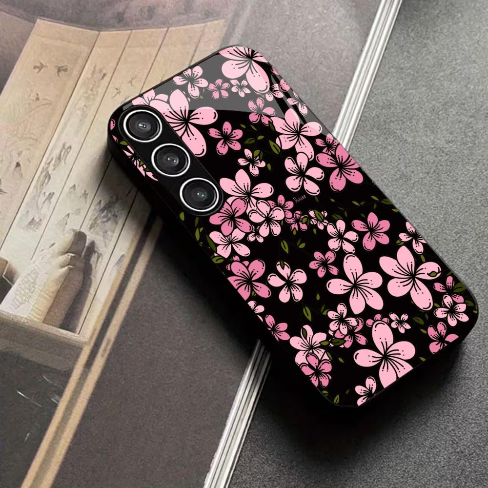 Pc Case Tempered Glass - おしゃれな女性向けサクラ強化ガラス製ファッション携帯ケース、Samsung Galaxy S26/S25/S24/S23/S22/S21FE Ultra Plus用、耐衝撃性あり