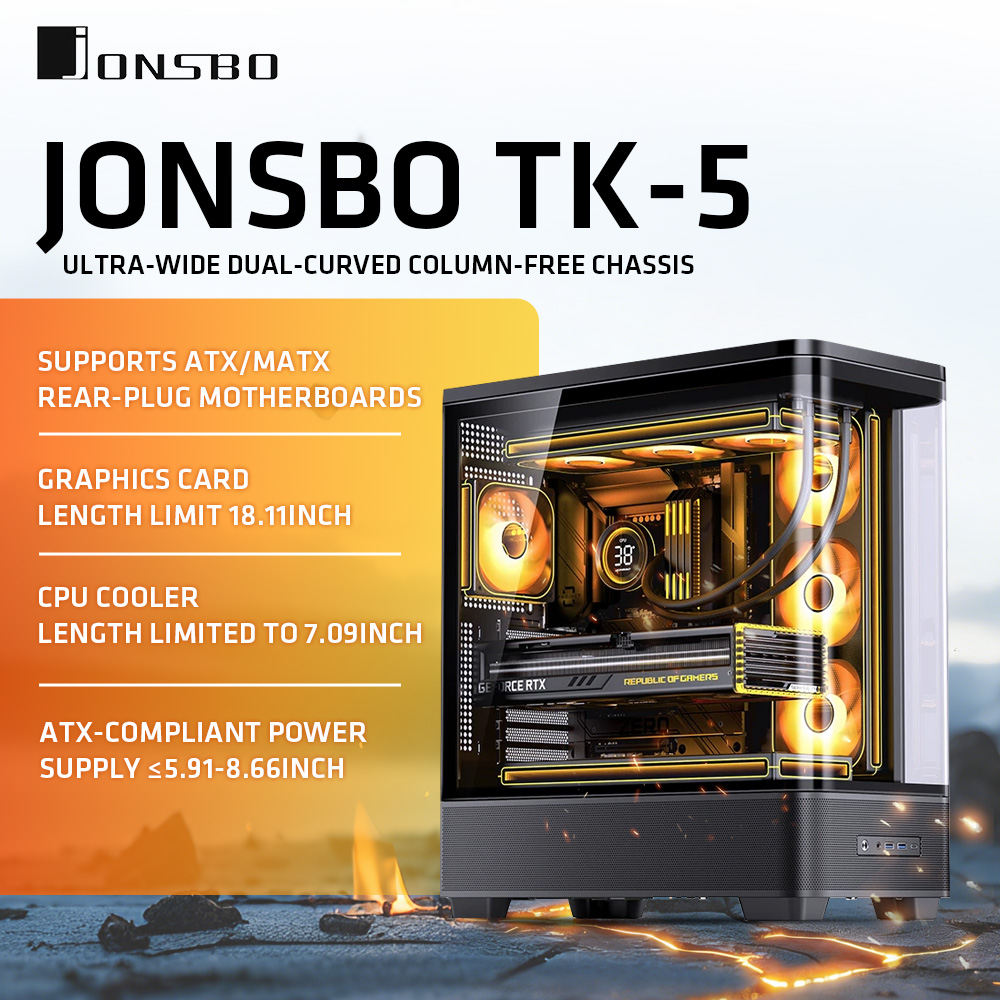JONSBO TK-5 ホワイト/ブラック ATX PCケー - Pc Gaming Jonsbo のレビューと価格