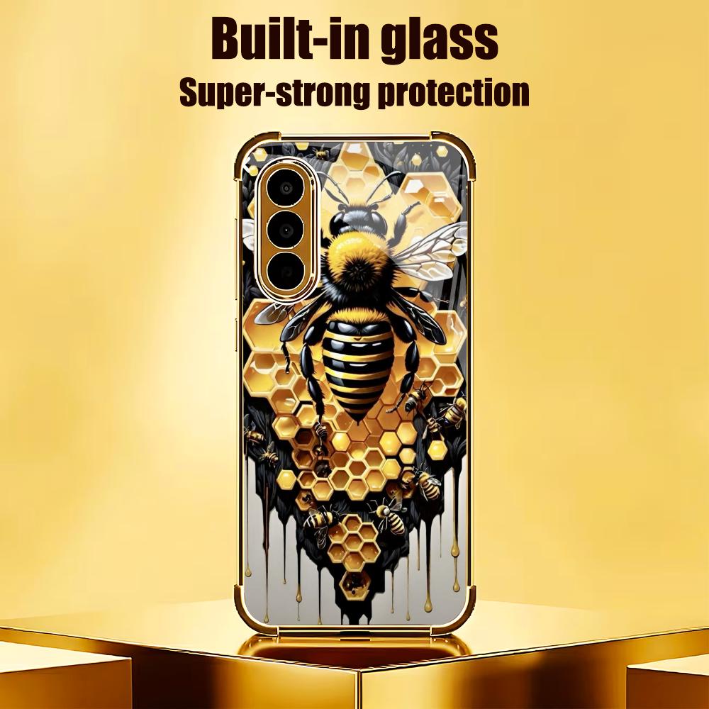 ゴールデンビーハニカム強化ガラス製ファッショナブルなスマホケ - Pc Case Tempered Glass のレビューと価格
