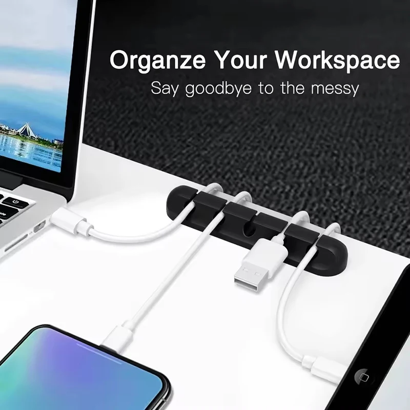 シリコーン USB ケーブル クリップ ワインダー オーガナ - Desk Cable Organizer のレビューと価格