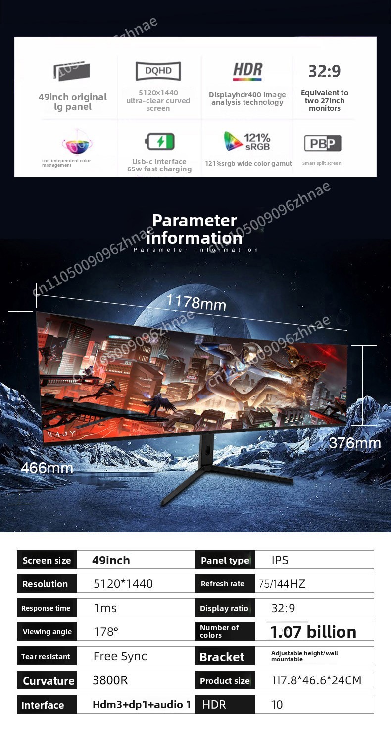 49インチ ウルトラワイド曲面モニター 5K、32:9 IP - High Refresh Monitor のレビューと価格