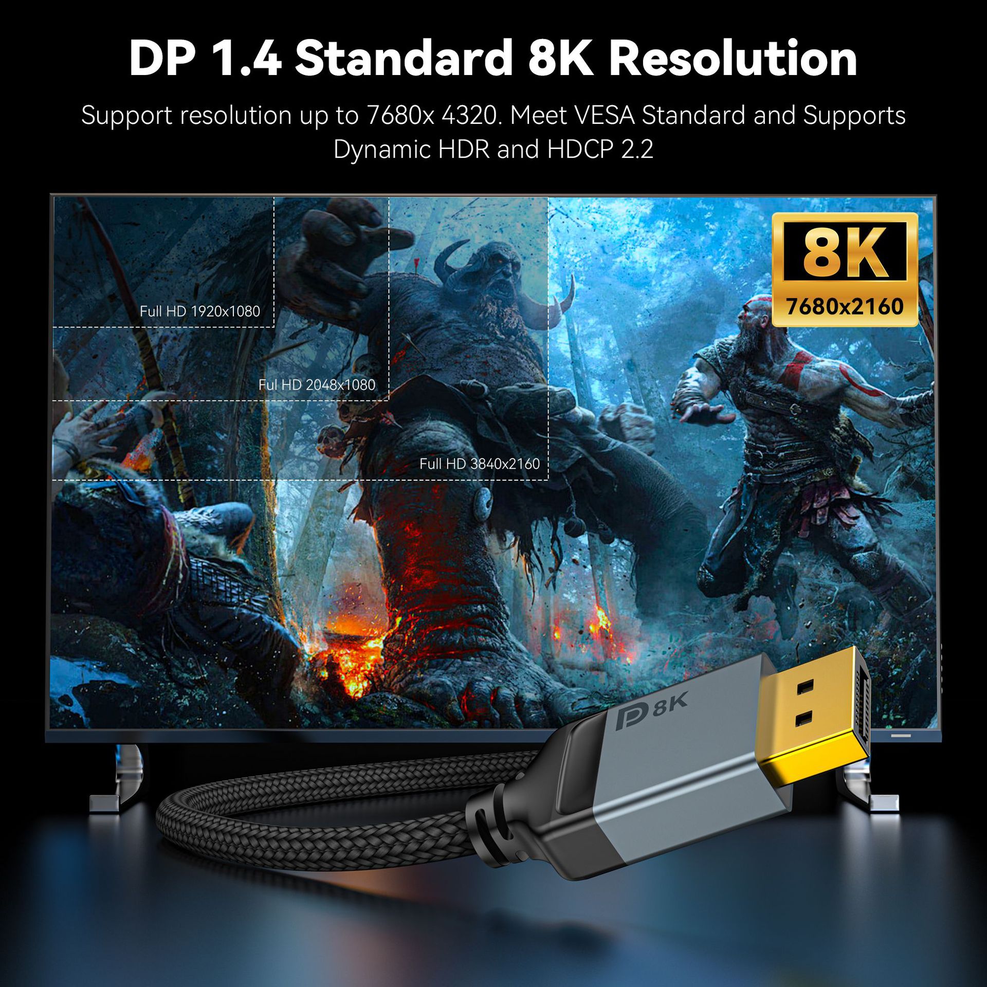 8K DisplayPort ケーブル 1.4、DP ケーブ - High Refresh Monitor のレビューと価格