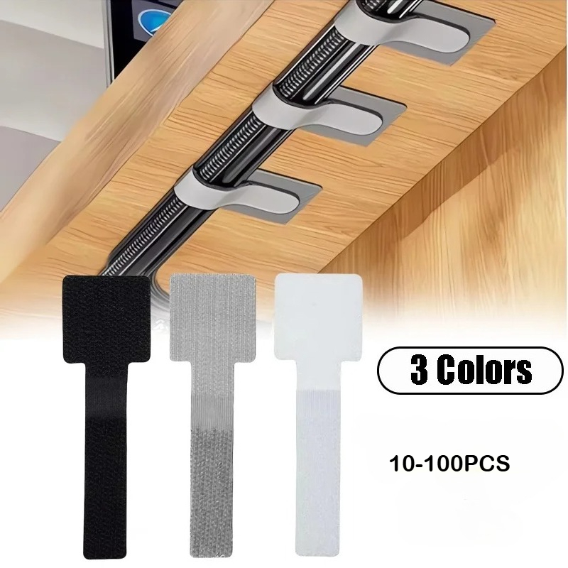新しい再利用可能なケーブルタイベルクロタイ自己粘着電源コード - Desk Cable Organizer のレビューと価格