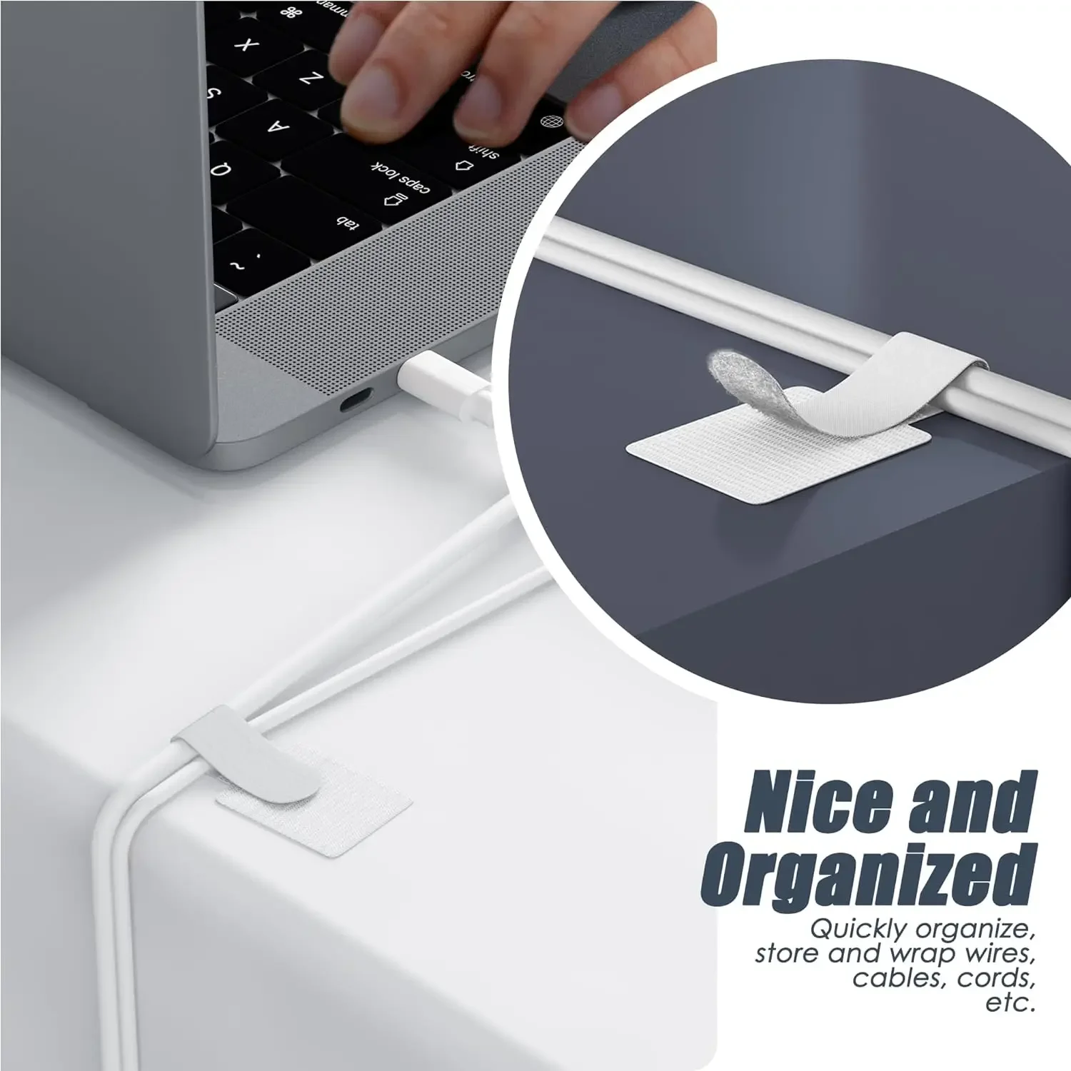 新しい再利用可能なケーブルタイベルクロタイ自己粘着電源コード - Desk Cable Organizer のレビューと価格