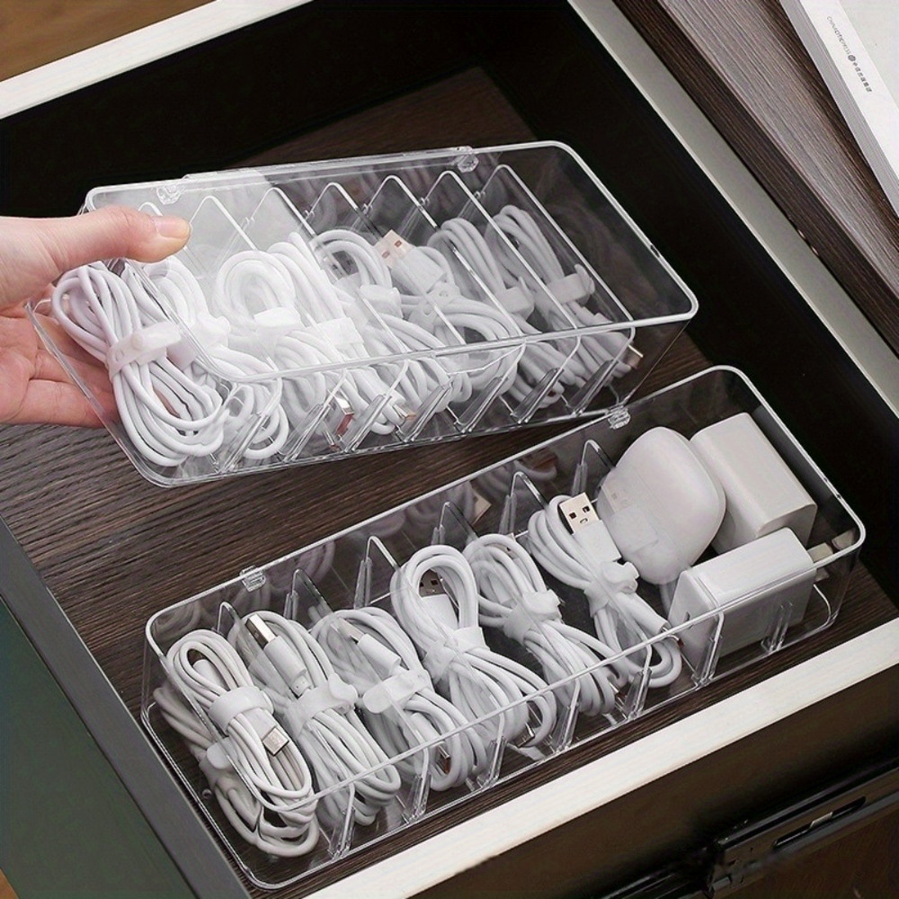 多機能ケーブルオーガナイザー、充電器やイヤホン用のタイ付き透 - Desk Cable Organizer のレビューと価格