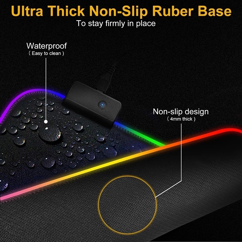 LED ライトマウスパッド RGB キーボードカバーデスクマ - Rgb Mousepad のレビューと価格