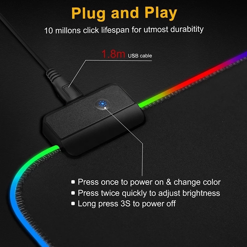 LED ライトマウスパッド RGB キーボードカバーデスクマ - Rgb Mousepad のレビューと価格