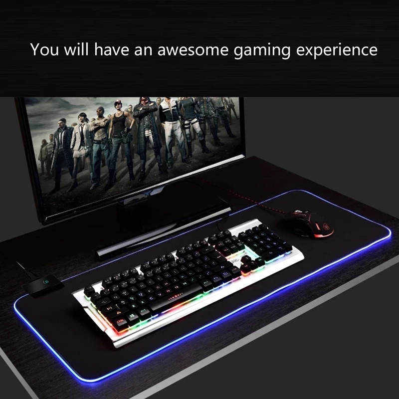 LED ライトマウスパッド RGB キーボードカバーデスクマ - Rgb Mousepad のレビューと価格