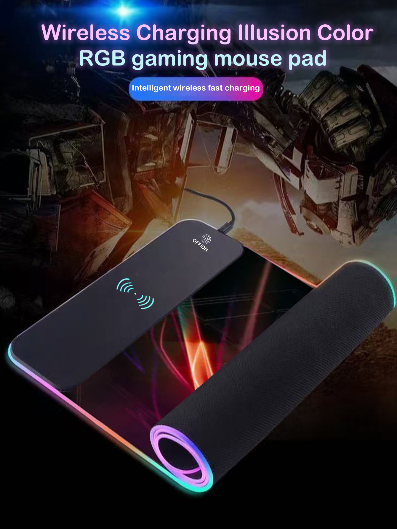RGB照明付き多機能15Wワイヤレス充電マウスパッド、サイズ - Rgb Mousepad のレビューと価格