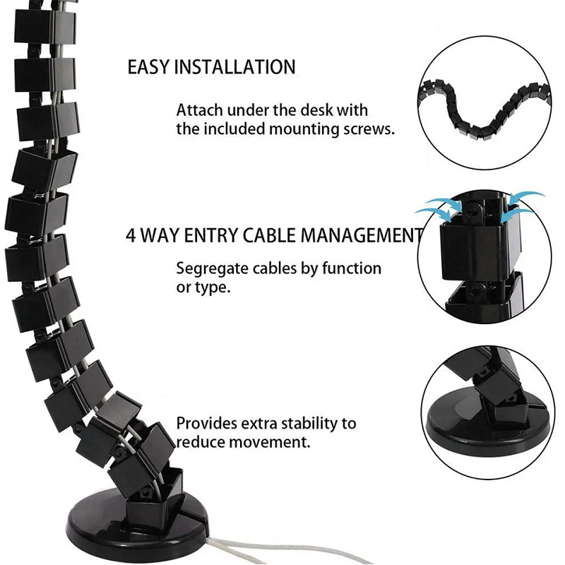 ワイヤースパインケーブルスリーブ、デスク下ケーブルトレイ、ワ - Desk Cable Organizer のレビューと価格