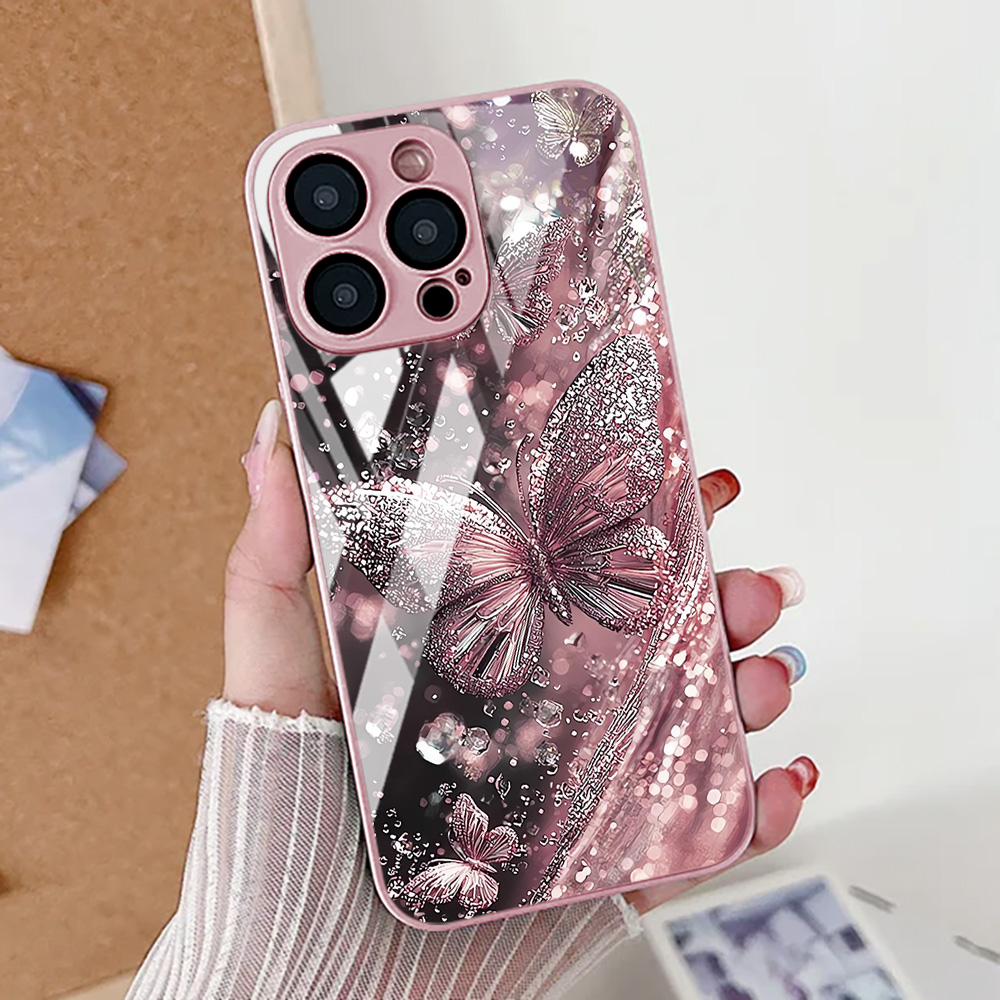 蝶と豹柄のスマホケース iPhone 17 16 14 13 - Pc Case Tempered Glass のレビューと価格