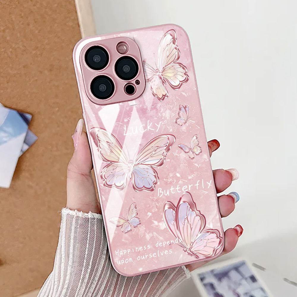 蝶と豹柄のスマホケース iPhone 17 16 14 13 - Pc Case Tempered Glass のレビューと価格