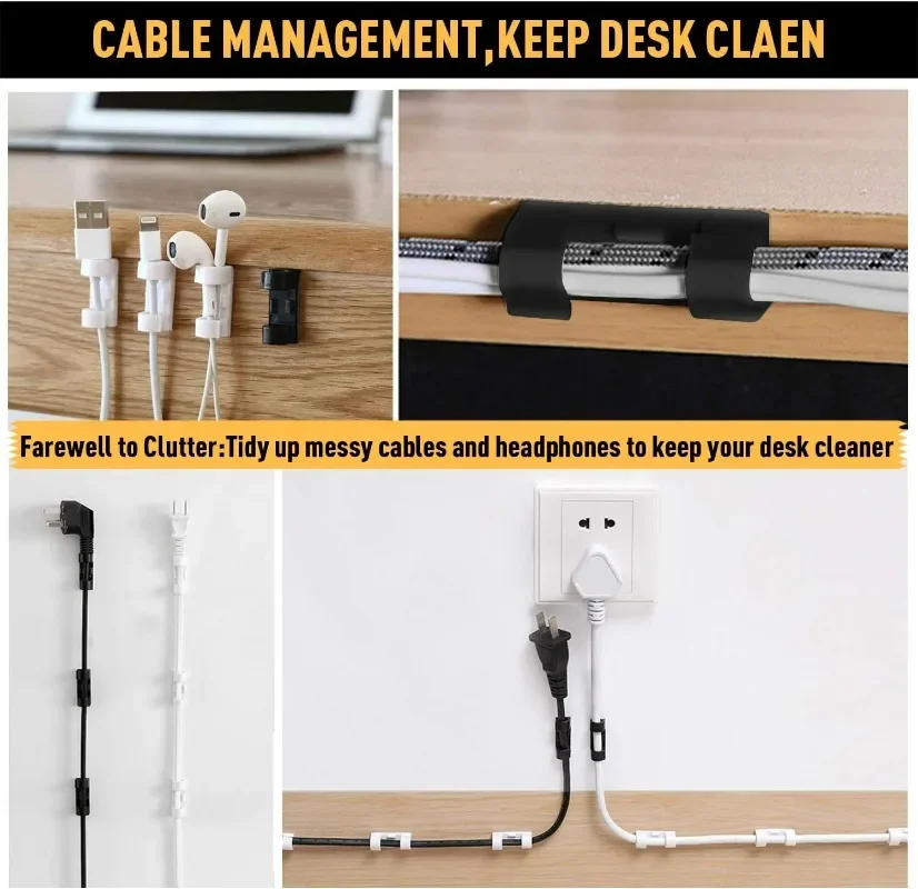 ワイヤーホルダー 壁掛けケーブルクリップ 粘着式コードオーガ - Desk Cable Organizer のレビューと価格