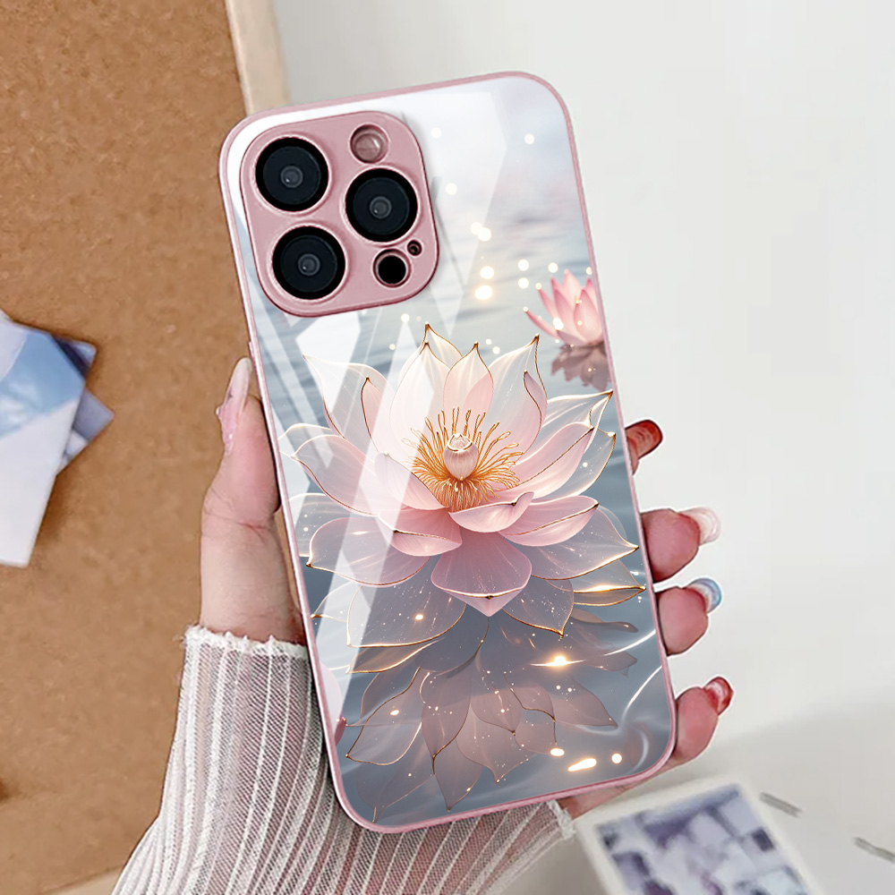 蓮の花柄 iPhoneケース iPhone 16 Proケー - Pc Case Tempered Glass のレビューと価格